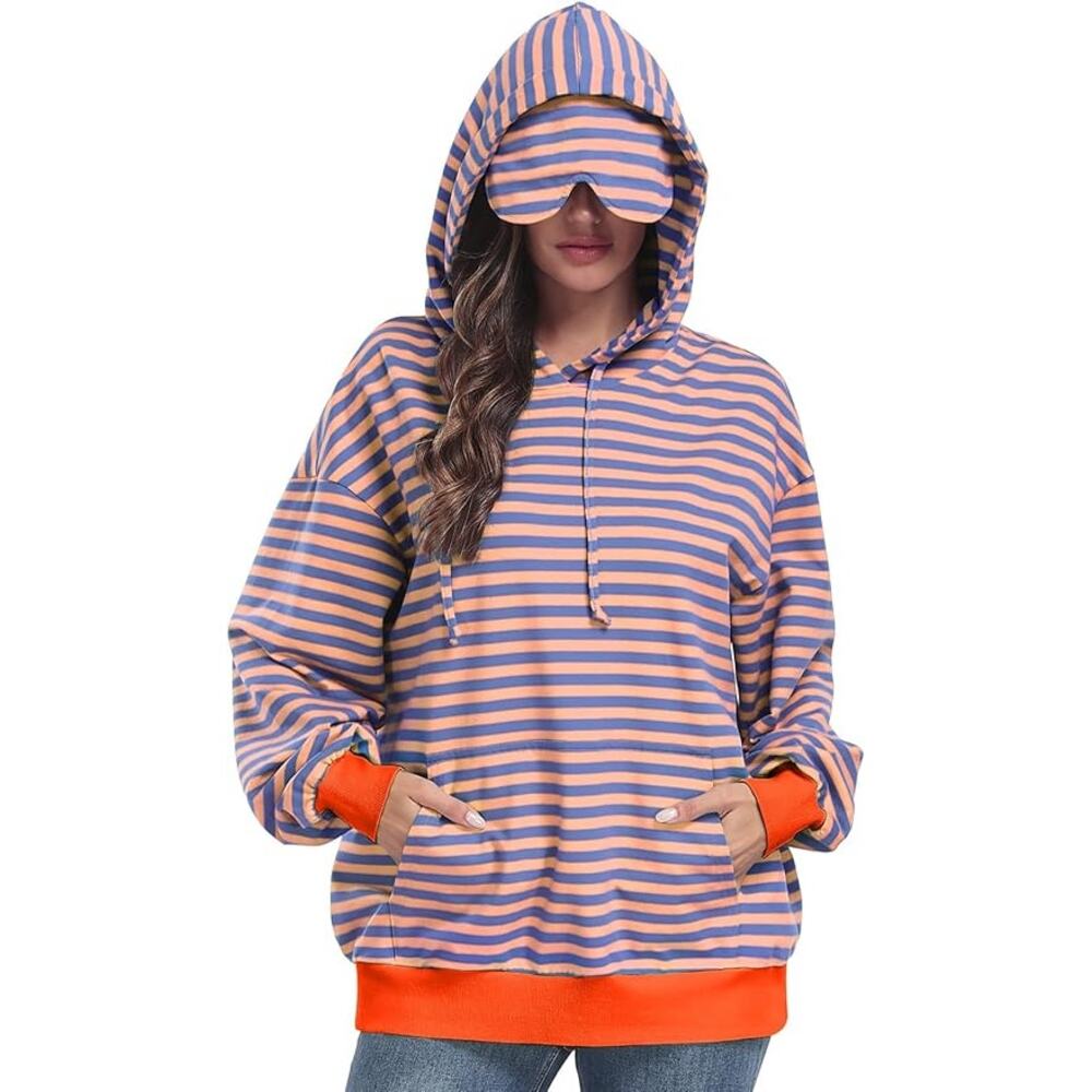 NEW SeSe Code Travel Hoodie size L with Built In Eye Mask Oversized Sweatshirt